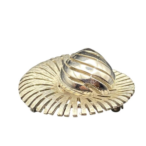 Vintage JJ Jonette  Brooch Pin Silver-Tone Spiral Swirl Modernist Tornado 1980s - Picture 4 of 8